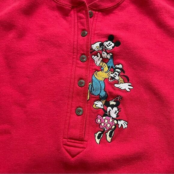 Vintage Disney Button Sweatshirt Mickey Minnie Mouse Goofy Embroidered - Picture 4 of 5
